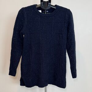 Lands End Sweater Womens Medium Blue Pullover Chunky Cotton Blend- 9987